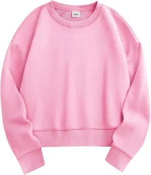 Stelle Cropped Sweatshirts for Women Cotton Long Sleeve Crop Tops Crewneck Pullover Oversized Sweater
