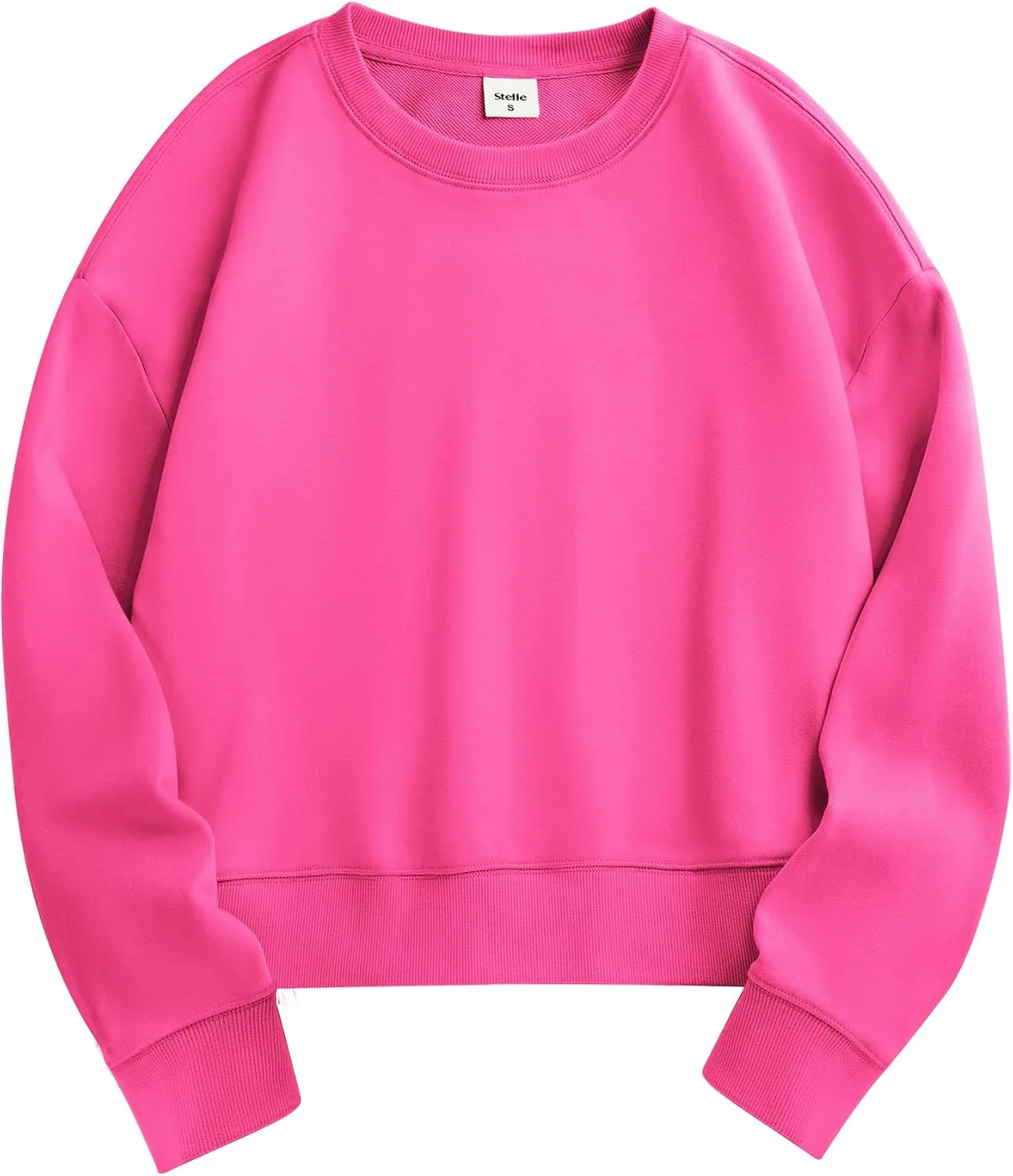 Stelle Cropped Sweatshirts for Women Cotton Long Sleeve Crop Tops Crewneck Pullover Oversized Sweater