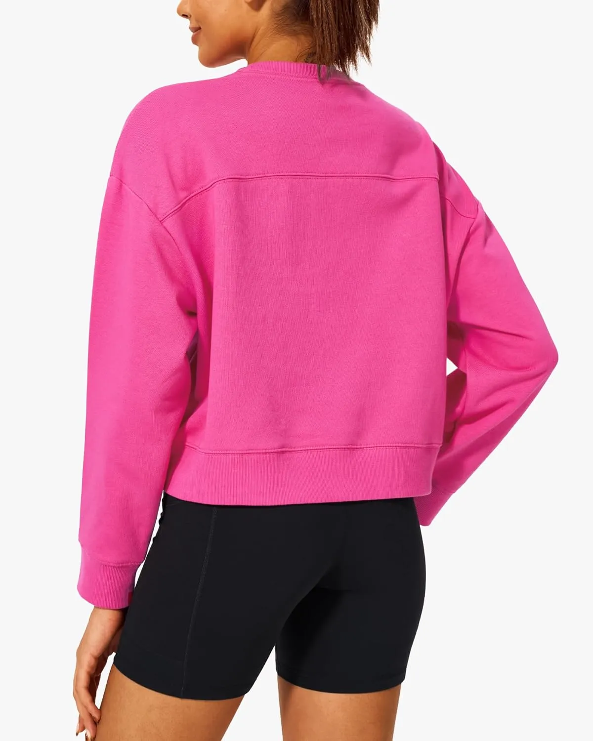 Stelle Cropped Sweatshirts for Women Cotton Long Sleeve Crop Tops Crewneck Pullover Oversized Sweater