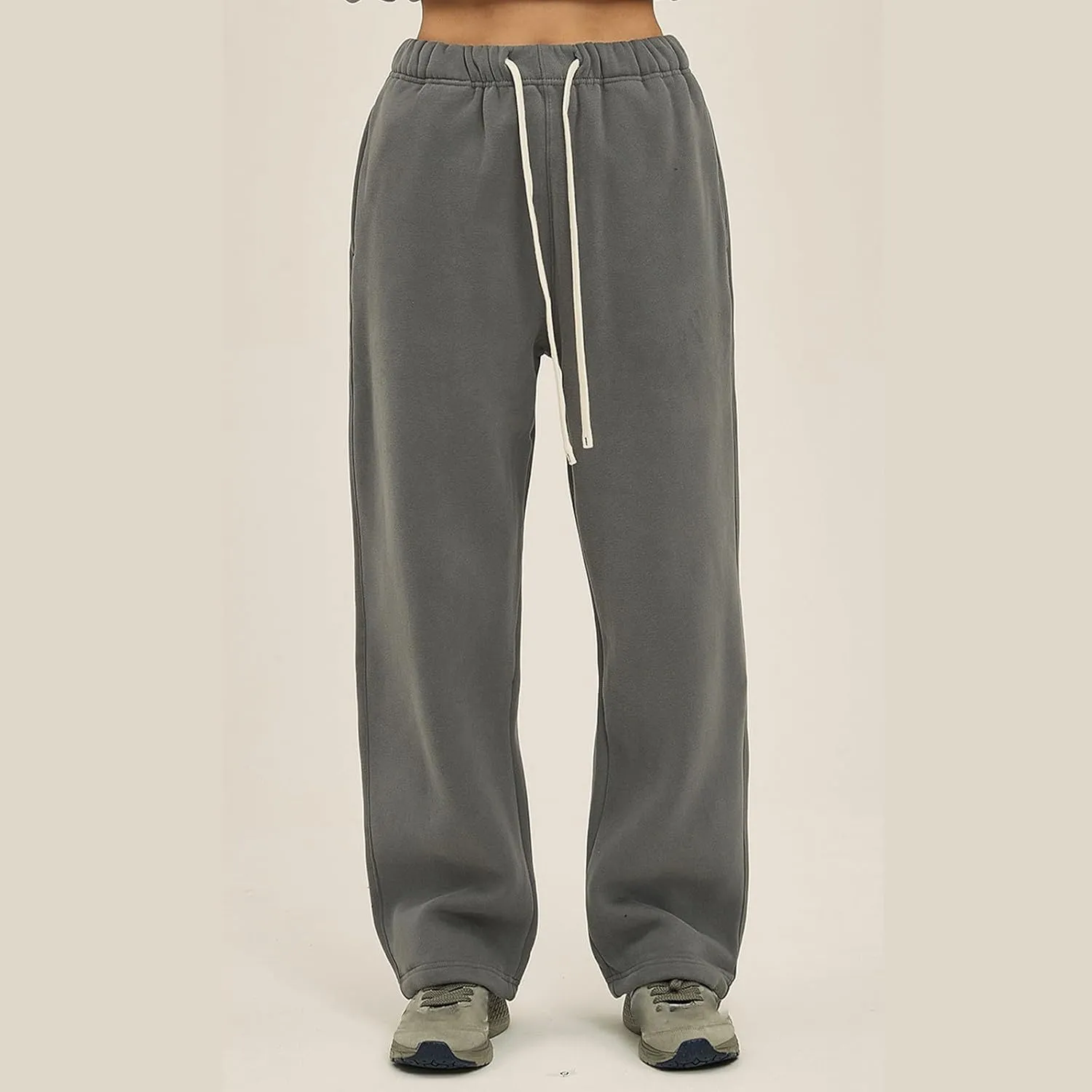 Straight Leg Sweatpants Men Plain Athletic Pants Open Bottom Casual Relaxed Fit Fall Trousers Baggy Gym Track Pants