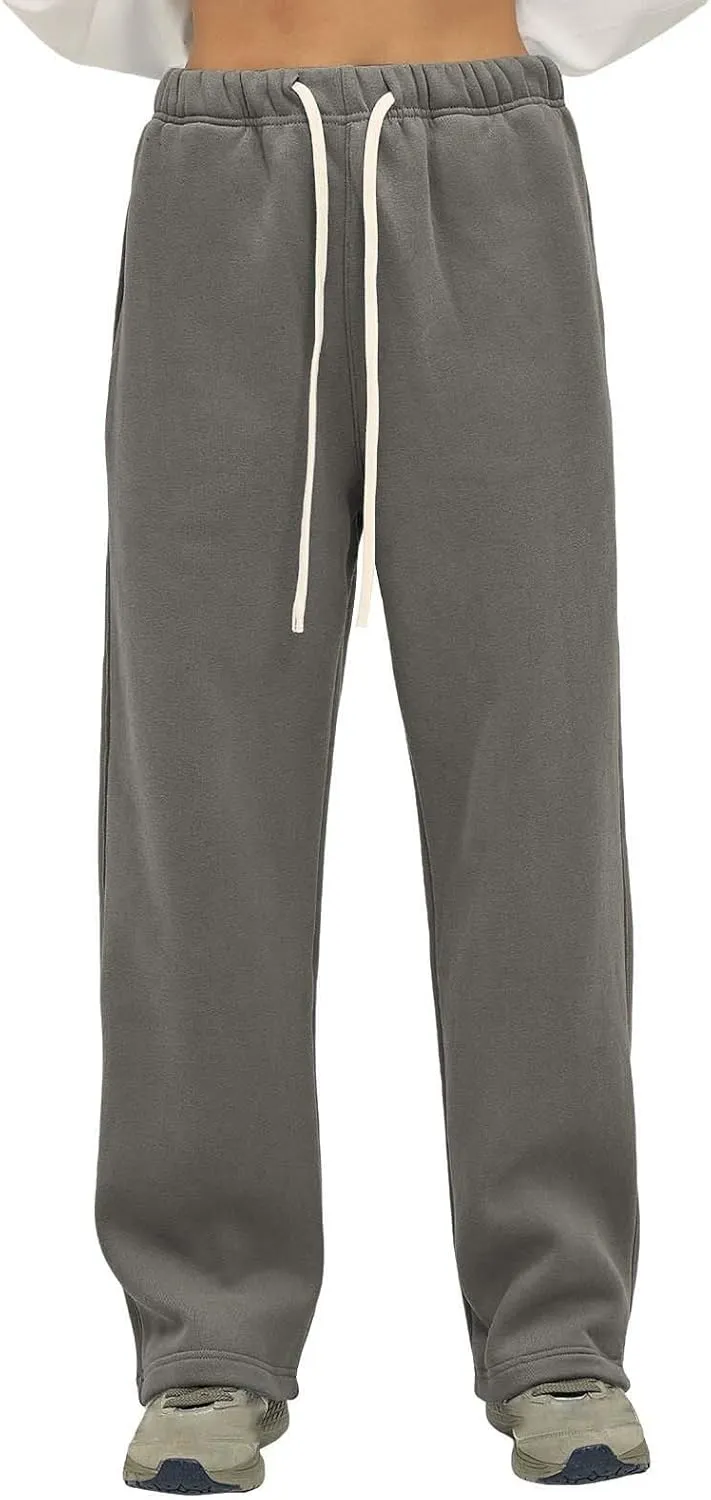 Straight Leg Sweatpants Men Plain Athletic Pants Open Bottom Casual Relaxed Fit Fall Trousers Baggy Gym Track Pants