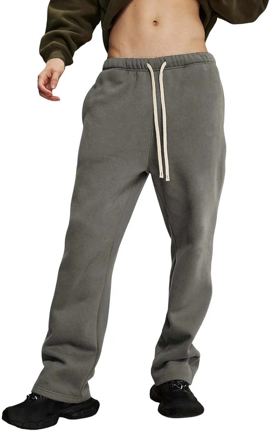Straight Leg Sweatpants Men Plain Athletic Pants Open Bottom Casual Relaxed Fit Fall Trousers Baggy Gym Track Pants