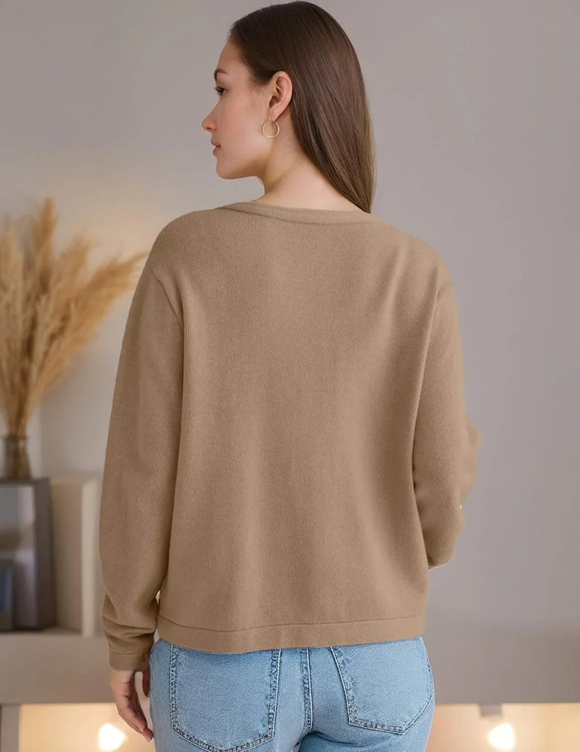 Striped Cardigan Sweater for Women Casual Lightweight Knitted Cardigans Long Sleeve Button Down Pocket Cardigan Top
