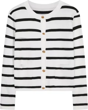 Striped Cardigan Sweater for Women Casual Lightweight Knitted Cardigans Long Sleeve Button Down Pocket Cardigan Top
