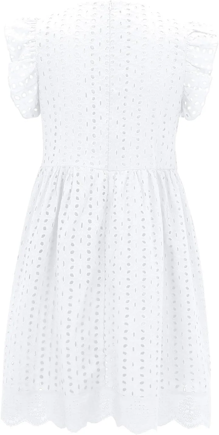 Summer Dresses for Women 2024 Casual Sleeveless V Neck Ruffle Beach Vacation Sundresses Cute Flowy Mini Dress