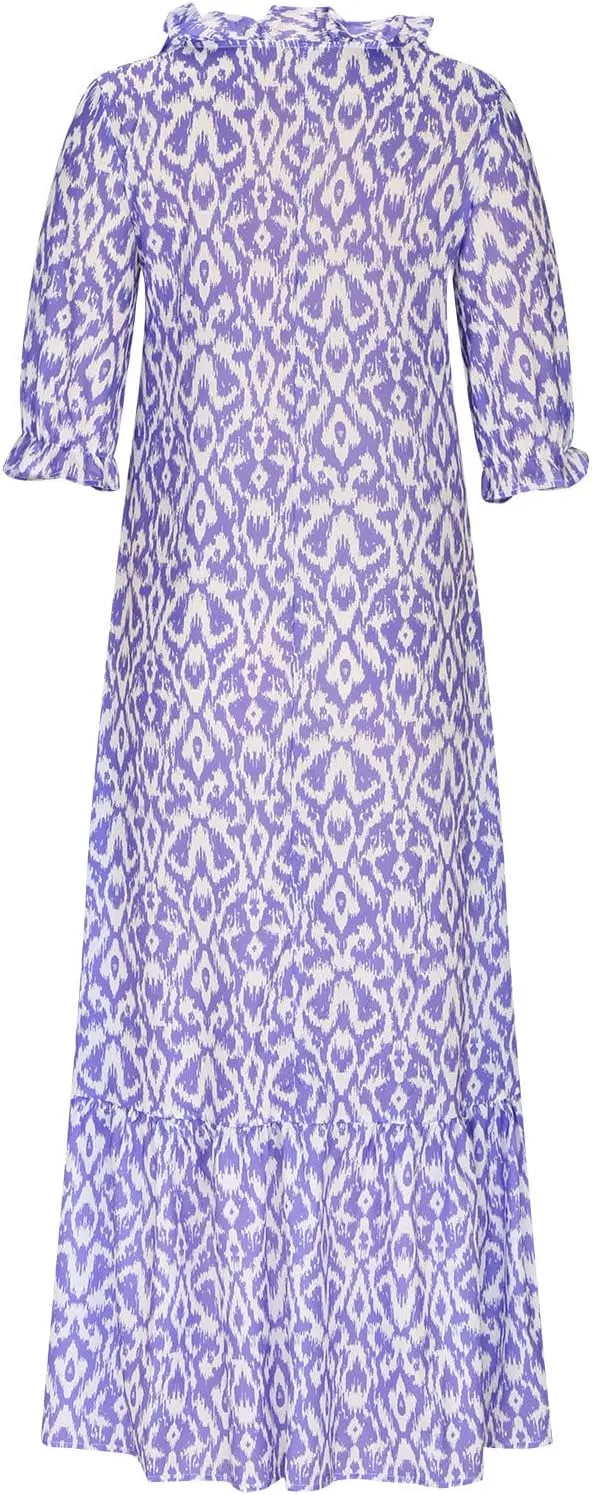 Summer Dresses for Women 2025 Half Sleeve V Neck Boho Floral Maxi Dresses Flowy Casual Ruffle Tiered Beach Sundress