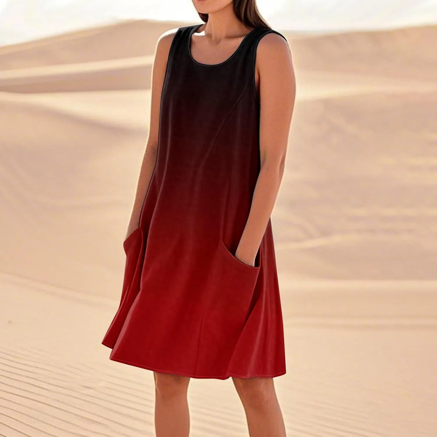 Summer Dresses for Women 2025 Sleeveless Casual Cotten Linen T Shirt Midi Sundresses Loose Beach Cover Up Tank Dress