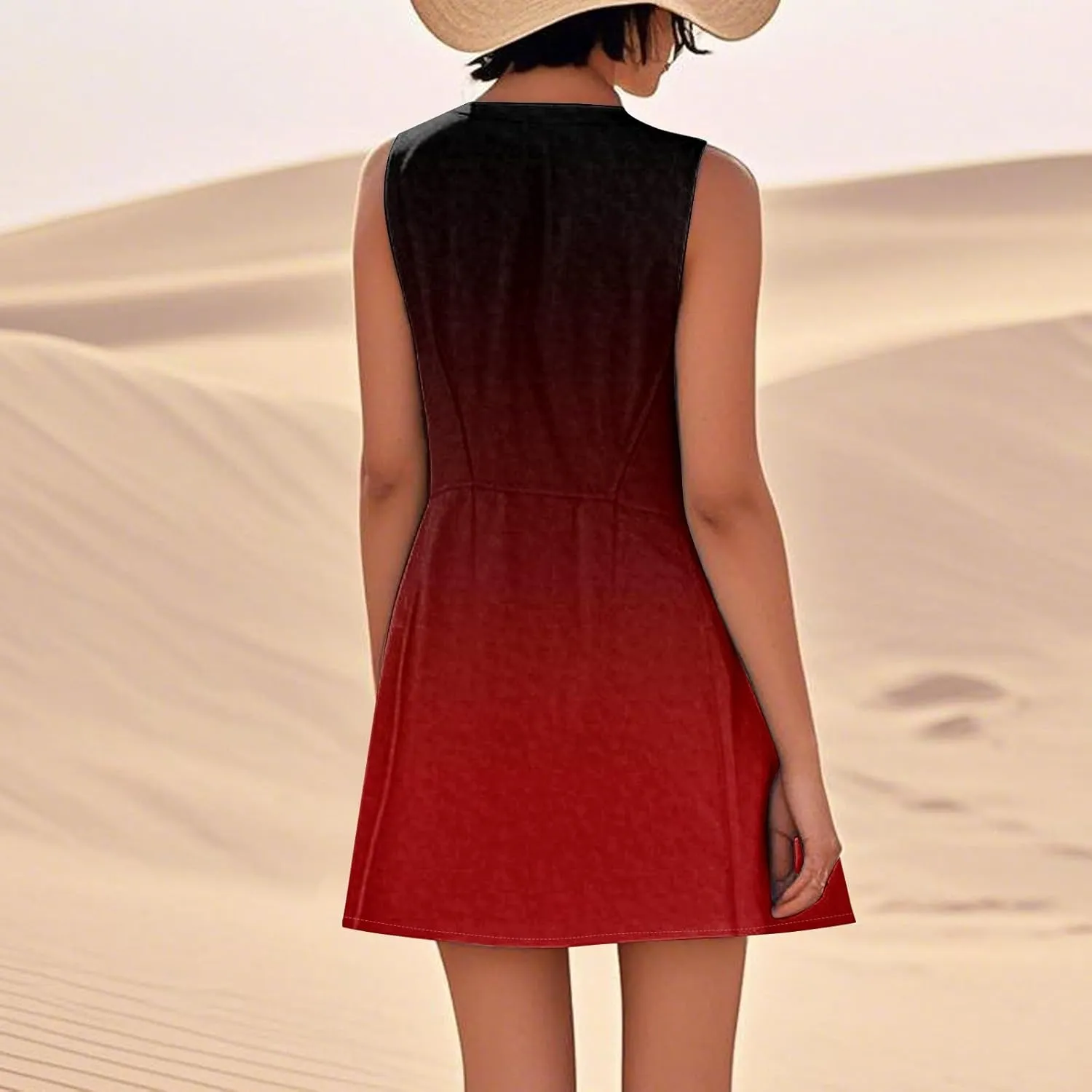 Summer Dresses for Women 2025 Sleeveless Casual Cotten Linen T Shirt Midi Sundresses Loose Beach Cover Up Tank Dress