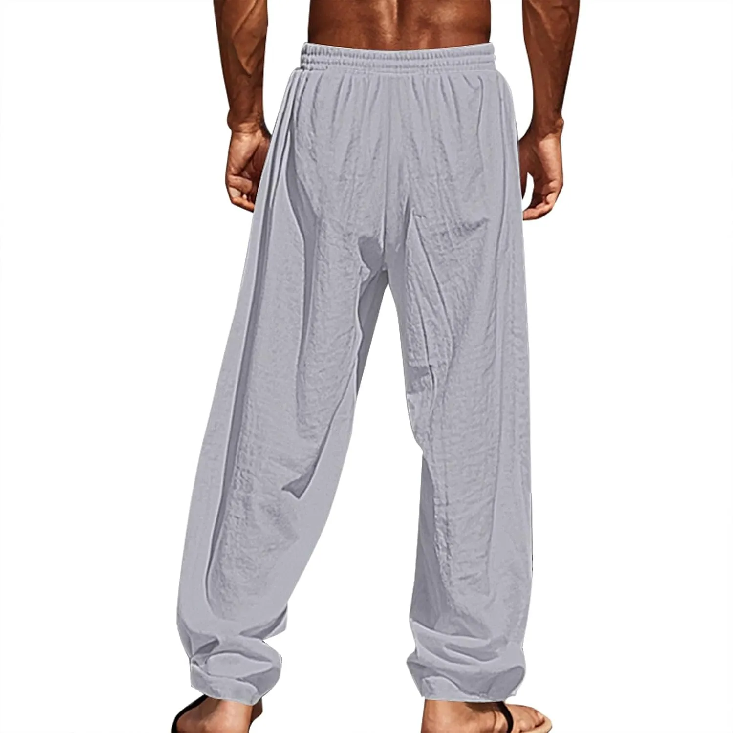 Summer Pants for Men Lightweight Relaxed Fit Trousers with Pockets Casual Wide Leg Vacation Beach Boho Pants