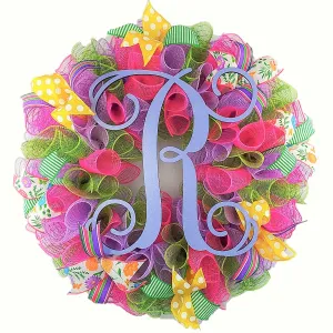 Summer Spring Welcome Door Wreath; Pink, Lavender, Yellow, Green, Purple