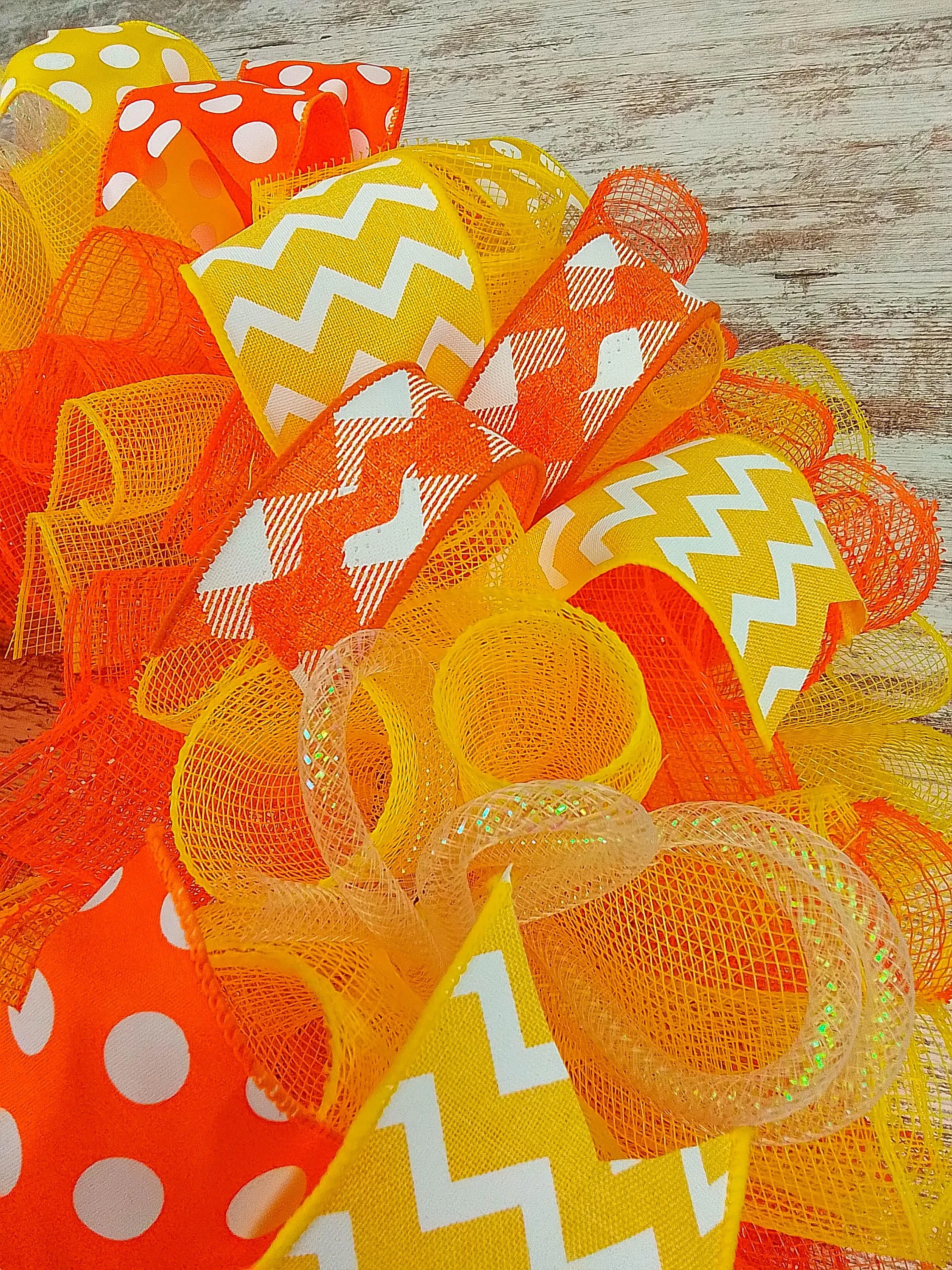 Summer Spring Welcome Front Door Outdoor Wreath; Orange Yellow White
