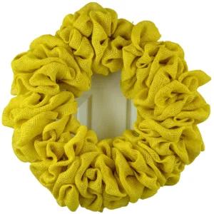 Sun Yellow Plain Burlap Wreath Already Made - Everyday Wreath to Decorate DIY - Add Bow, Ribbons on Your Own - Premade