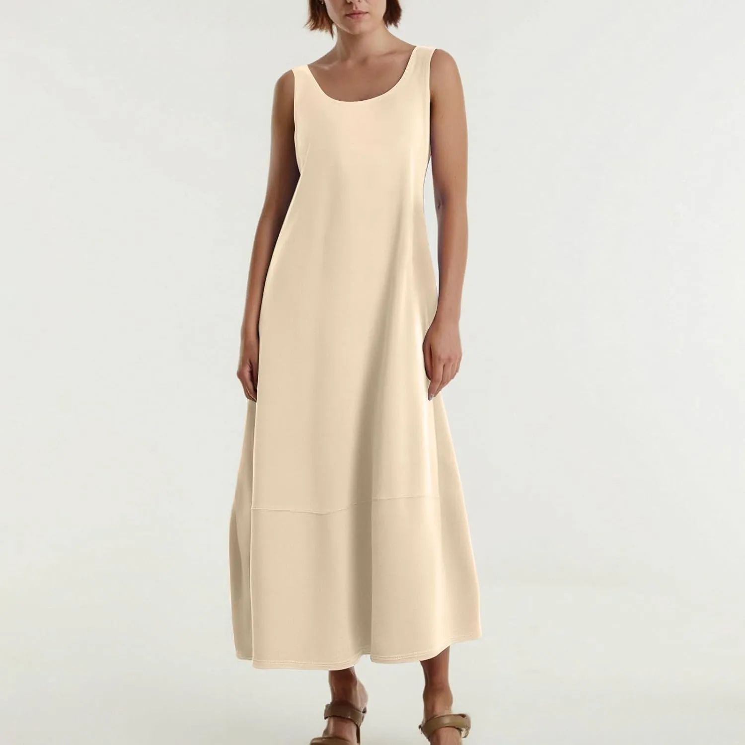 Sundresses for Women 2025 Casual Summer Beach Maxi Dress Scoop Neck Sleeveless Flowy Tank Dress Vacation Outfits