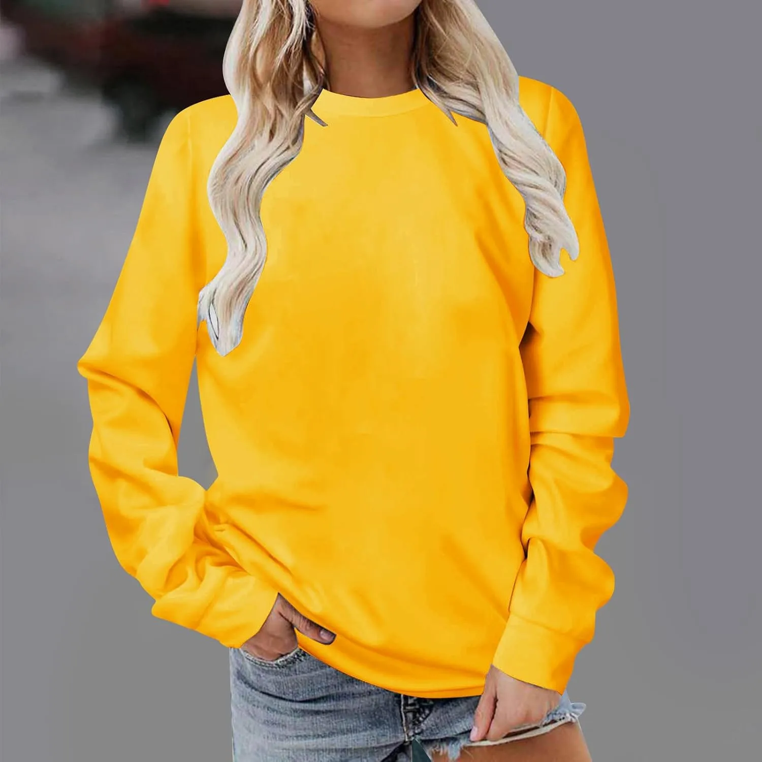 Sweatshirt for Women Fall Fashion Long Sleeve Pullover Crewneck Shirt Tops Teen Girl Casual Oversized Workout Sweater