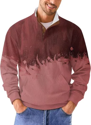 Sweatshirts For Men Clothes Casual Fashion Graphic Sports Stand Collar Button Long Sleeve Vintage Sweatshirts