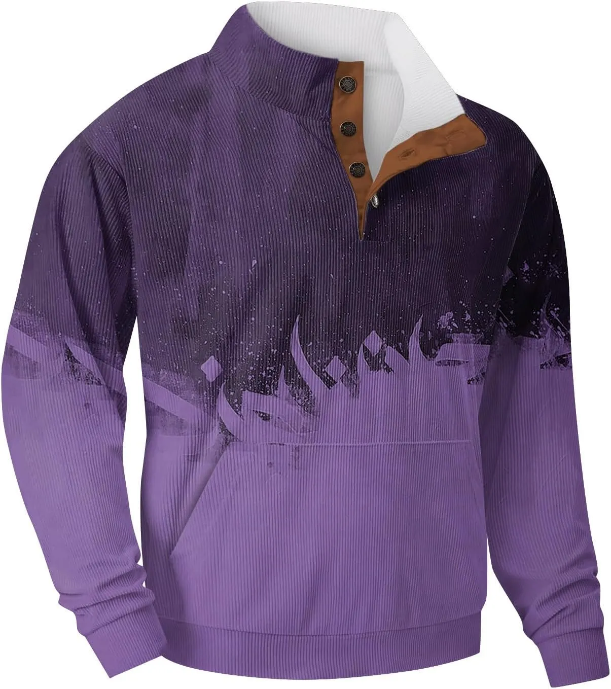 Sweatshirts For Men Clothes Casual Fashion Graphic Sports Stand Collar Button Long Sleeve Vintage Sweatshirts