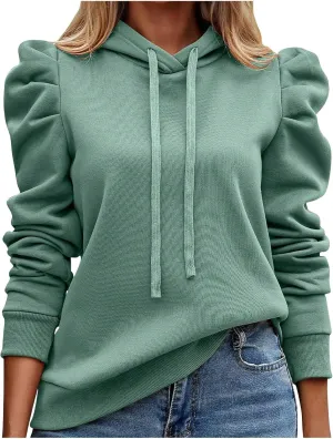 Sweatshirts Women Fall Outfits Cable Hoodie Long Sleeve Pullover Tunic Tops Solid Color Loose Fit Casual Blouses