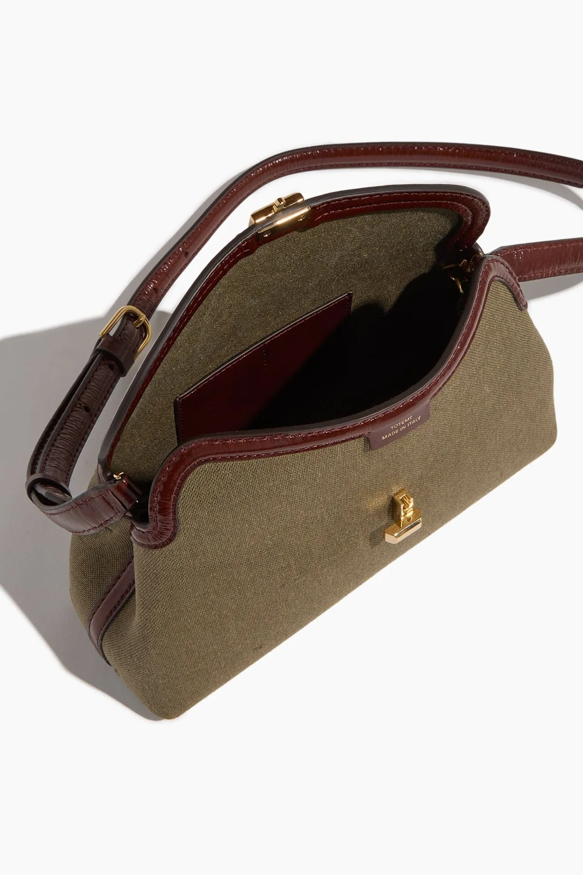 T-Lock Leather Clutch in Khaki Green