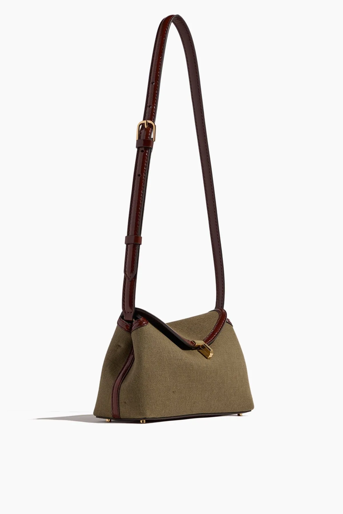 T-Lock Leather Clutch in Khaki Green