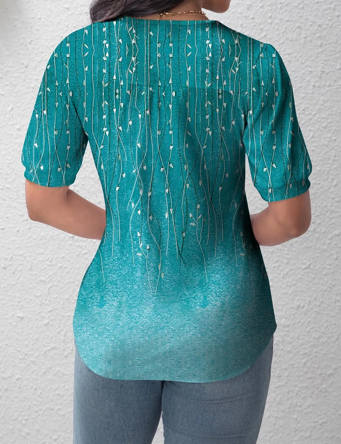 T Shirts for Women Casual Pleated Square Neck Dressy Blouses Puff 2025 Short Sleeve Summer Tops Loose Fit