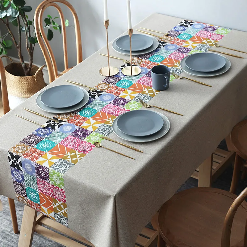 Table Cloth Waterproof and Oil-Proof PVC Fabric Ethnic Style