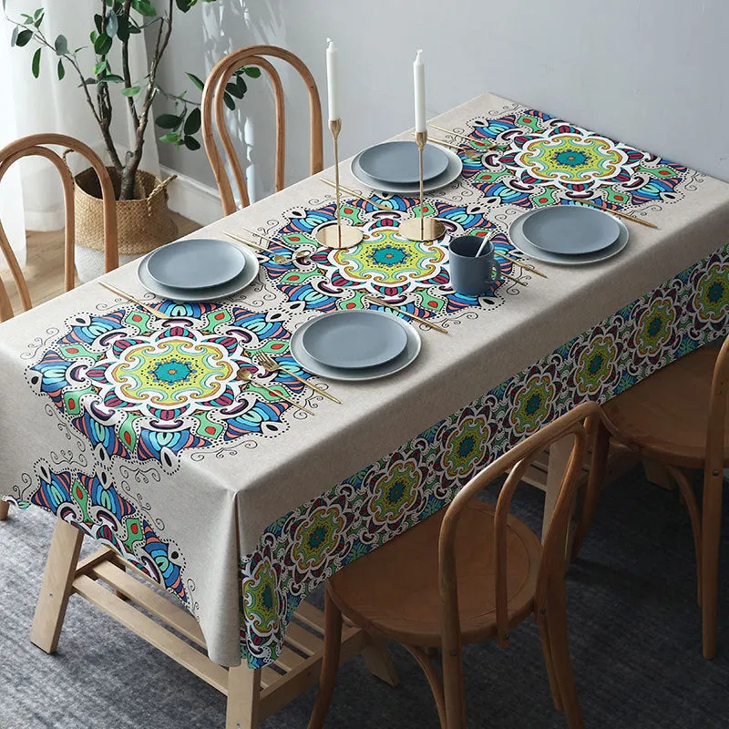 Table Cloth Waterproof and Oil-Proof PVC Fabric Ethnic Style
