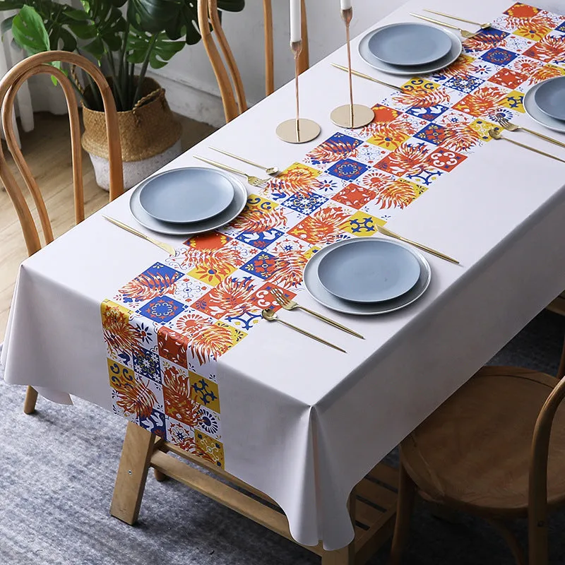 Table Cloth Waterproof and Oil-Proof PVC Fabric Ethnic Style