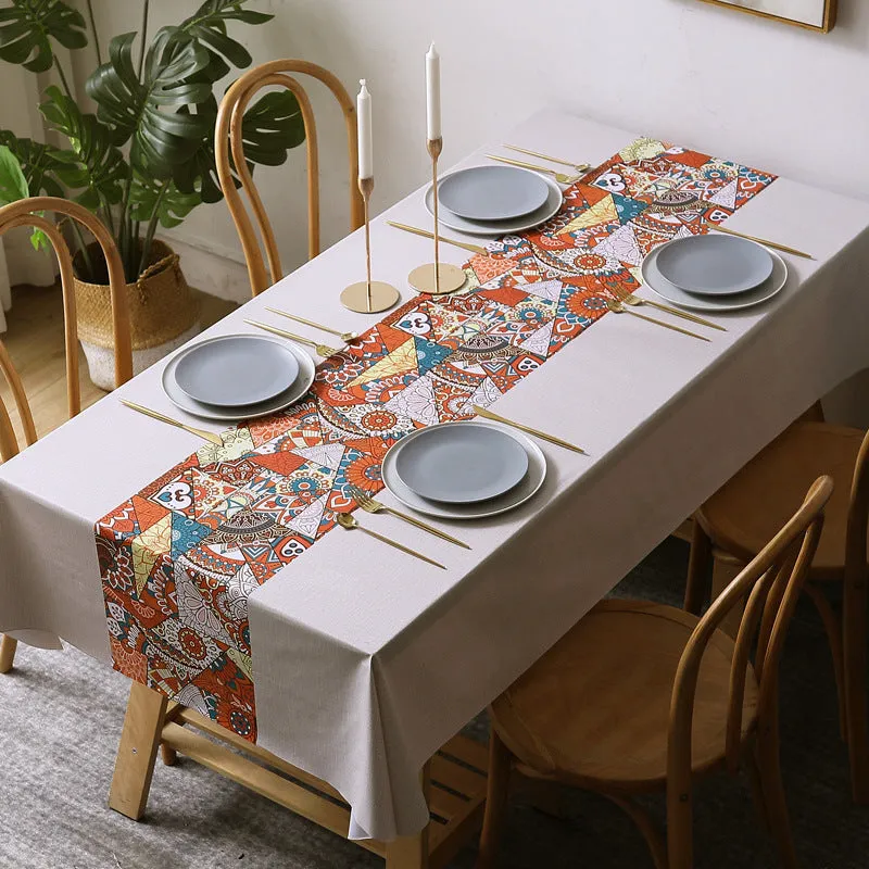 Table Cloth Waterproof and Oil-Proof PVC Fabric Ethnic Style