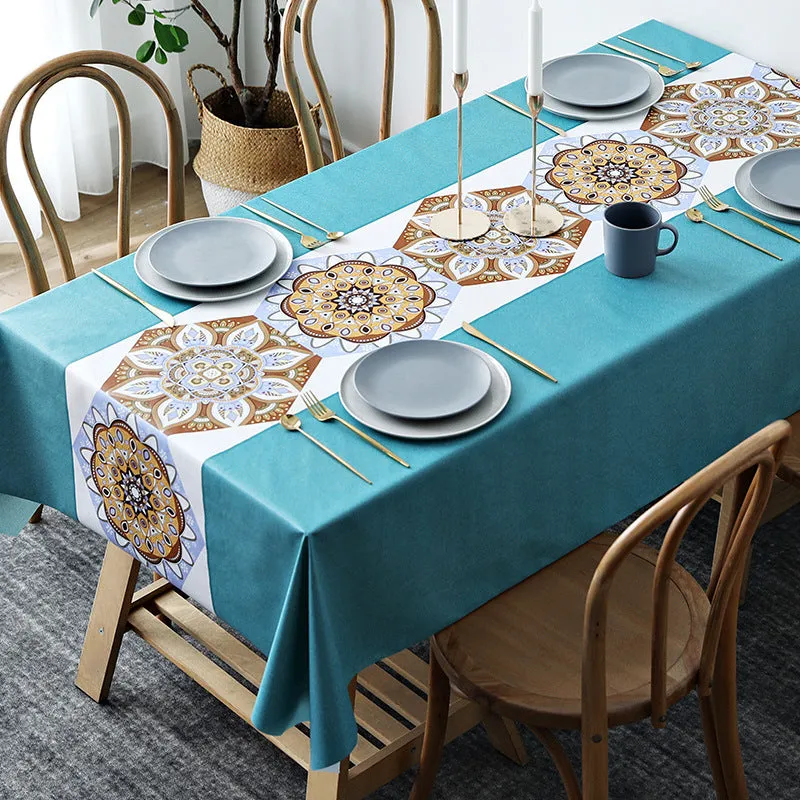 Table Cloth Waterproof and Oil-Proof PVC Fabric Ethnic Style