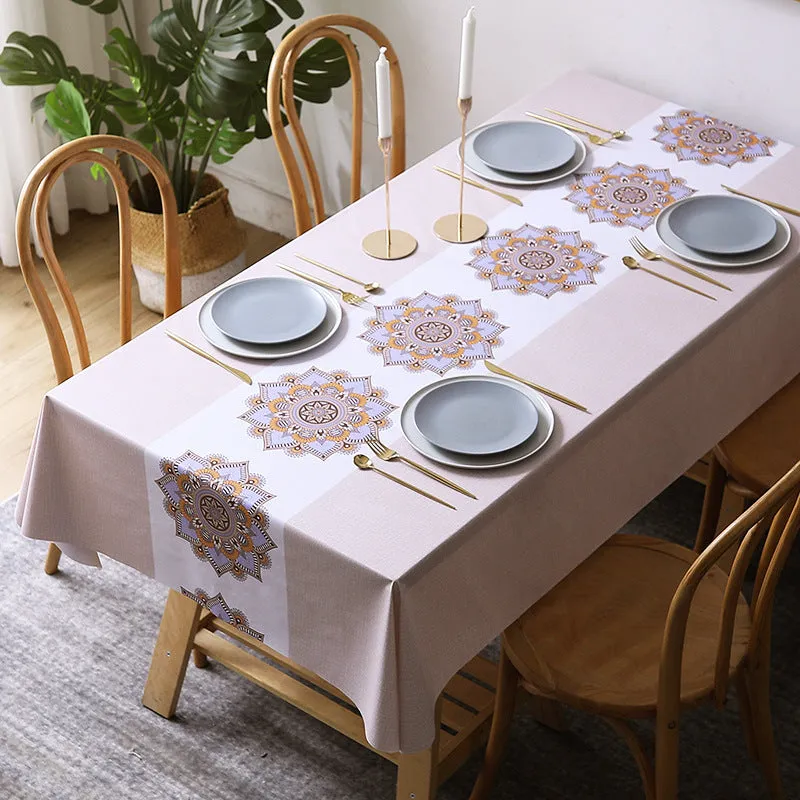 Table Cloth Waterproof and Oil-Proof PVC Fabric Ethnic Style