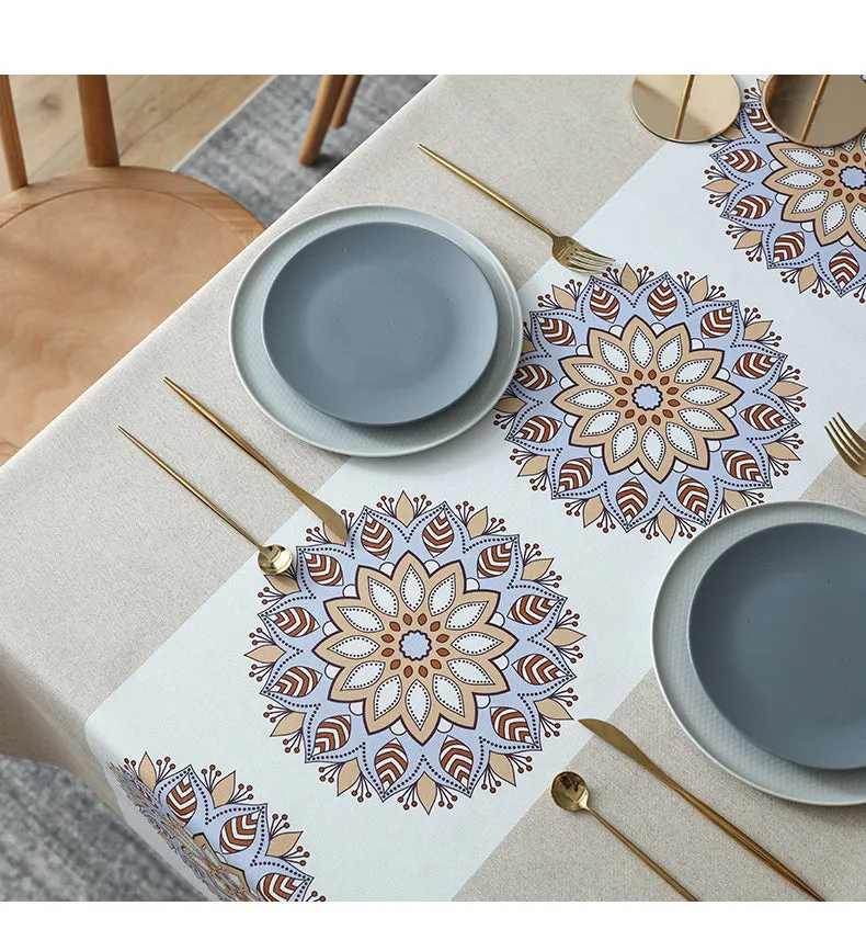 Table Cloth Waterproof and Oil-Proof PVC Fabric Ethnic Style