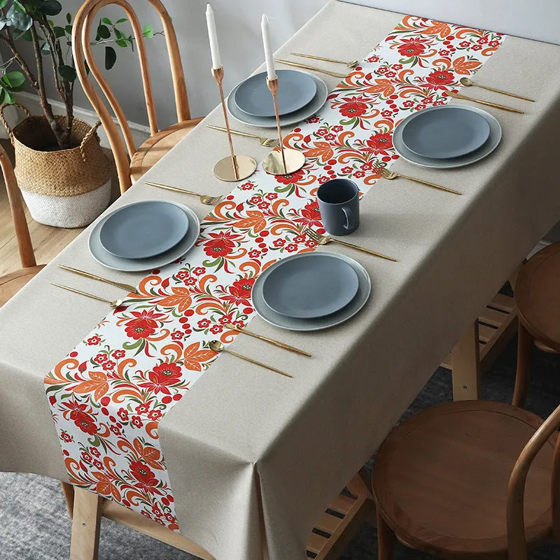 Table Cloth Waterproof and Oil-Proof PVC Fabric Ethnic Style