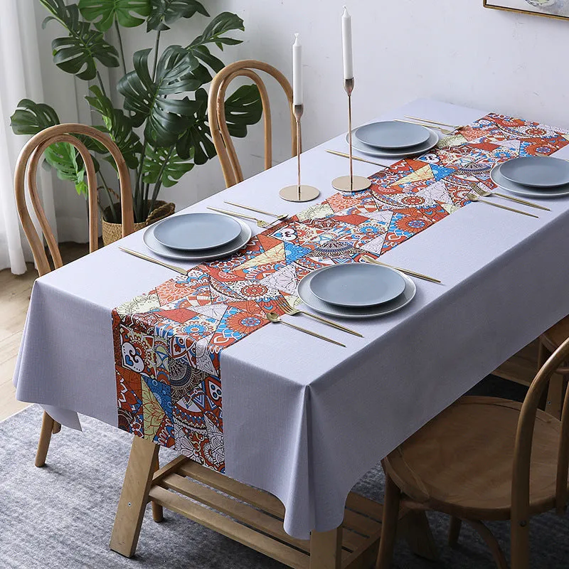 Table Cloth Waterproof and Oil-Proof PVC Fabric Ethnic Style