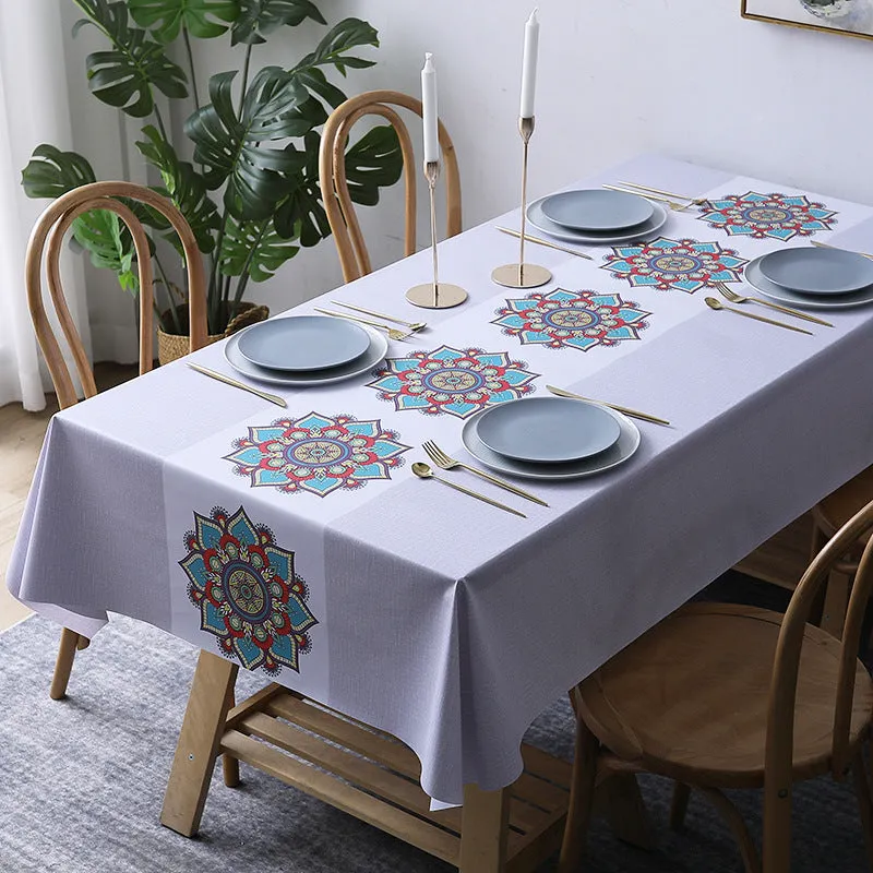 Table Cloth Waterproof and Oil-Proof PVC Fabric Ethnic Style