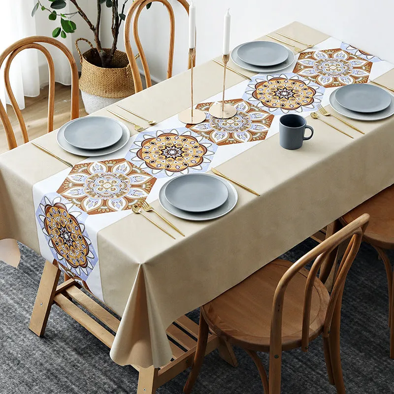 Table Cloth Waterproof and Oil-Proof PVC Fabric Ethnic Style