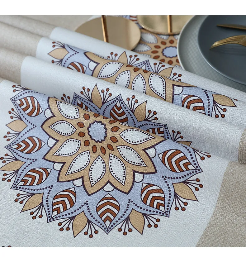 Table Cloth Waterproof and Oil-Proof PVC Fabric Ethnic Style