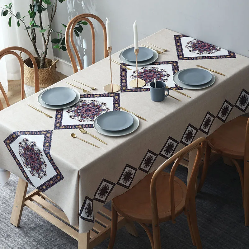 Table Cloth Waterproof and Oil-Proof PVC Fabric Ethnic Style