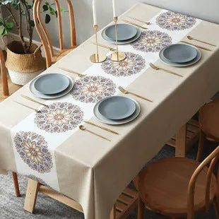 Table Cloth Waterproof and Oil-Proof PVC Fabric Ethnic Style