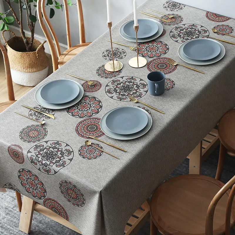 Table Cloth Waterproof and Oil-Proof PVC Fabric Ethnic Style