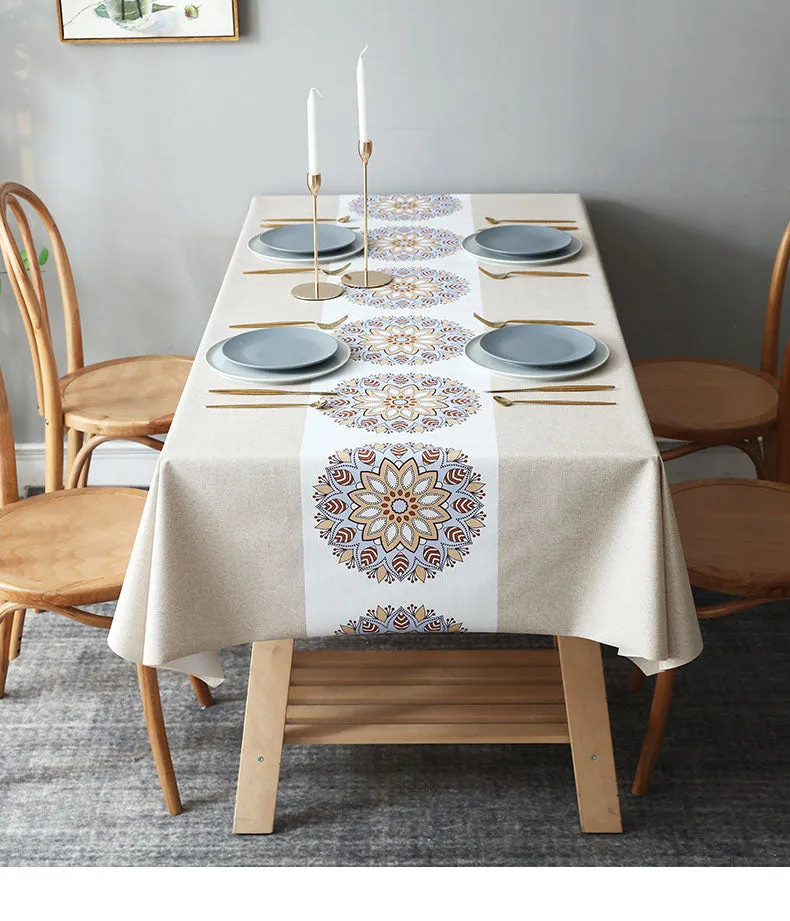 Table Cloth Waterproof and Oil-Proof PVC Fabric Ethnic Style