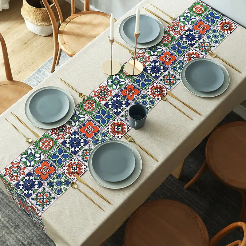 Table Cloth Waterproof and Oil-Proof PVC Fabric Ethnic Style