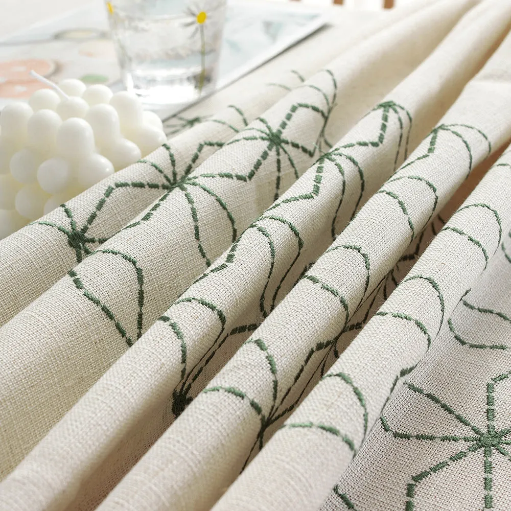 Tablecloth Rhombus Geometric Embroidery Imitation Cotton Linen Rectangular Dining Table