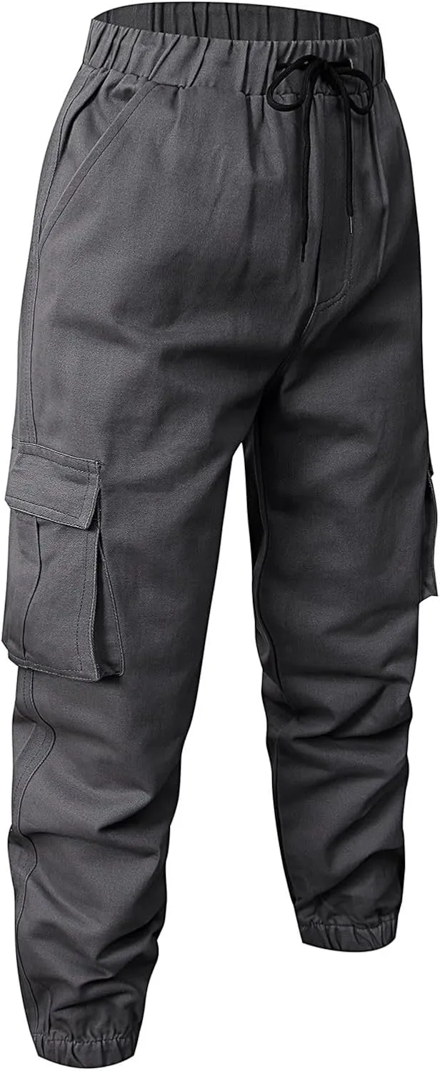 Tactical Pants for Men Relaxed Fit Elastic Waist Cotton Sweatpants Plus Size Straight Leg Outdoor Tapered Hiking Pants