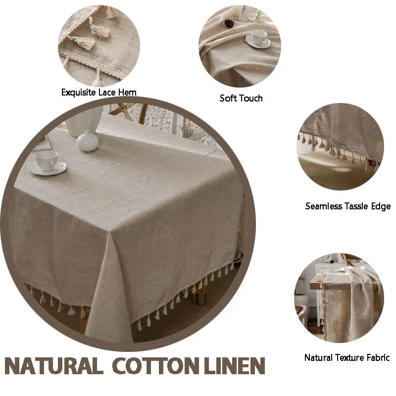 Tassel Table Cloth Linen Cotton Rectangular Tablecloth for Dining Table Coffee Table Cover Wedding Decoration tapete mesas