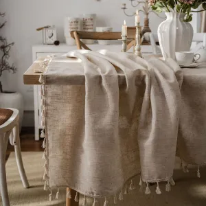 Tassel Table Cloth Linen Cotton Rectangular Tablecloth for Dining Table Coffee Table Cover Wedding Decoration tapete mesas