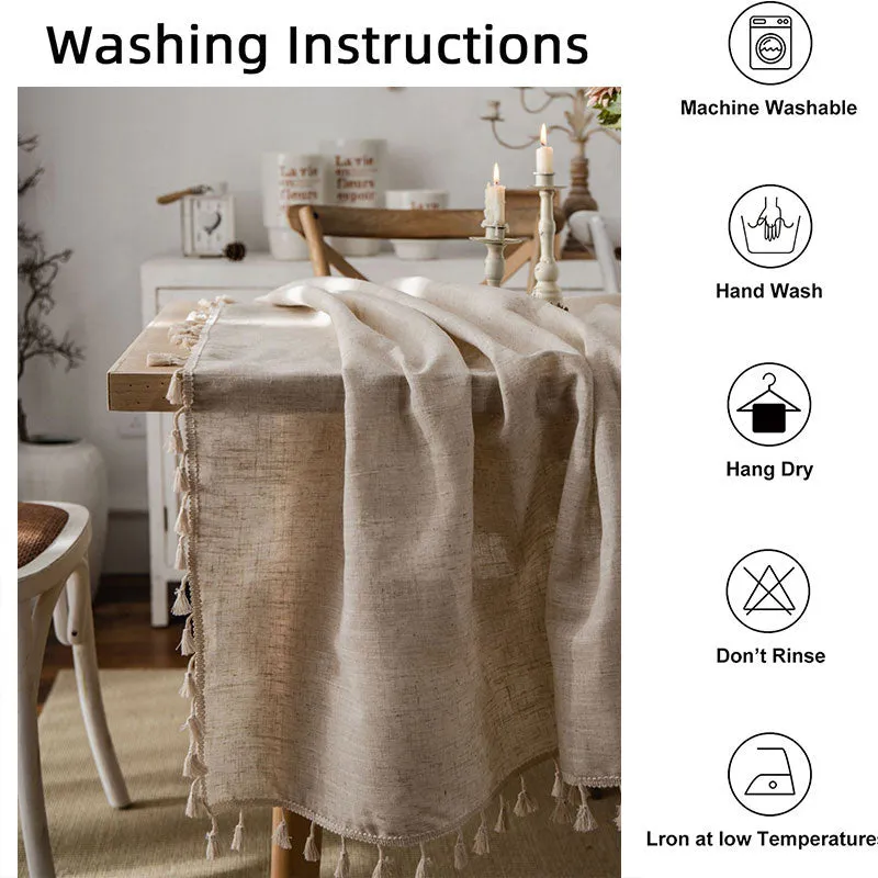 Tassel Table Cloth Linen Cotton Rectangular Tablecloth for Dining Table Coffee Table Cover Wedding Decoration tapete mesas
