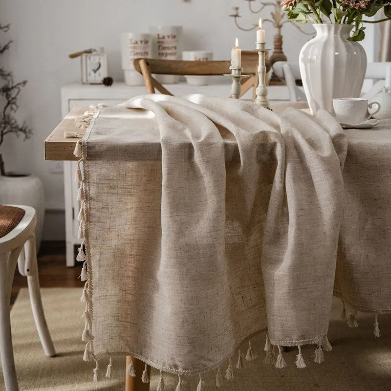 Tassel Table Cloth Linen Cotton Rectangular Tablecloth for Dining Table Coffee Table Cover Wedding Decoration tapete mesas