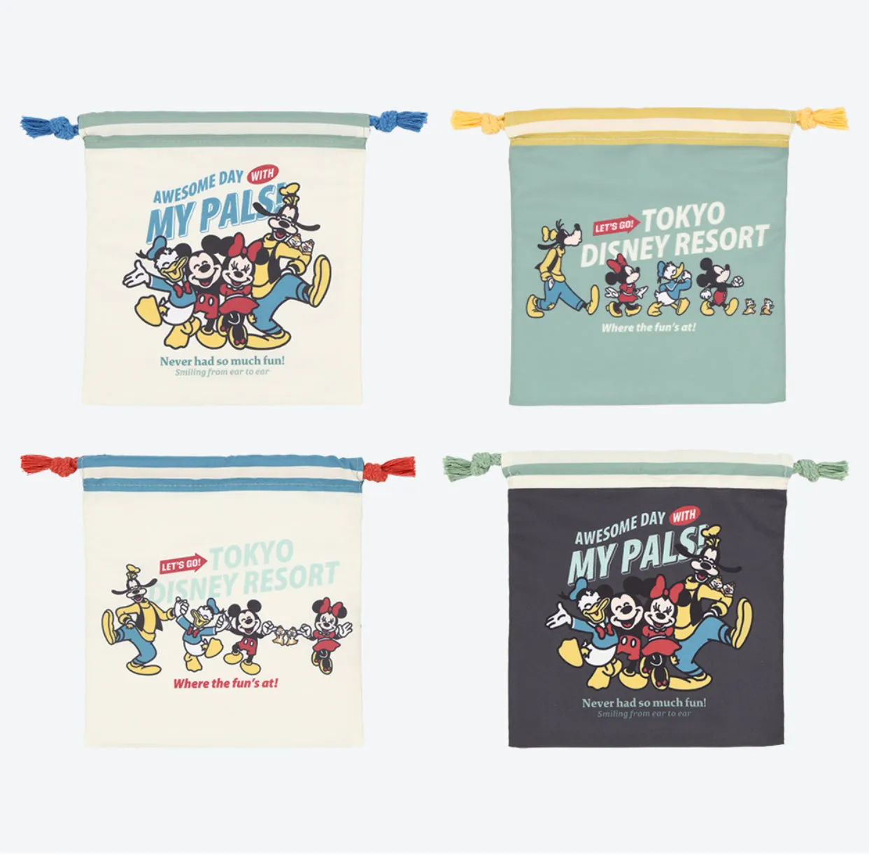 TDR - "Let's go to Tokyo Disney Resort" Collection x Mickey & Friends Drawstring Bags Set (Release Date: April 25)