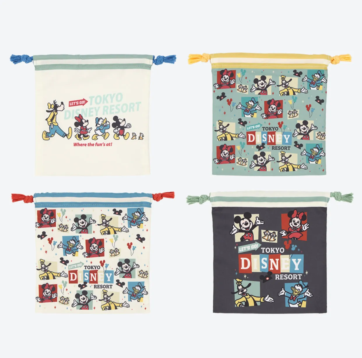 TDR - "Let's go to Tokyo Disney Resort" Collection x Mickey & Friends Drawstring Bags Set (Release Date: April 25)