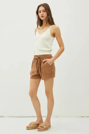 Tencel shorts with drawstring hazelnut